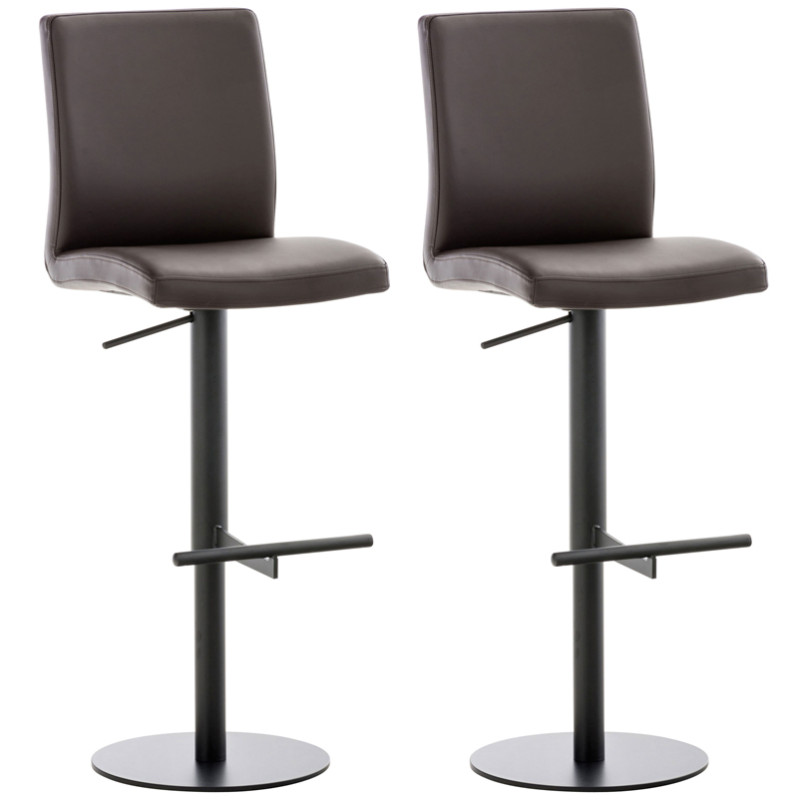 Lot de 2 tabourets de bar Cadiz simili cuir noir marron