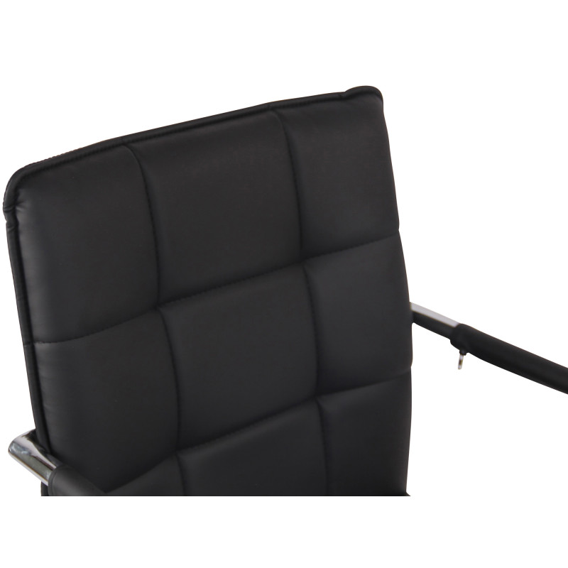 Chaise visiteur Gandia en cuir artificiel chromé noir