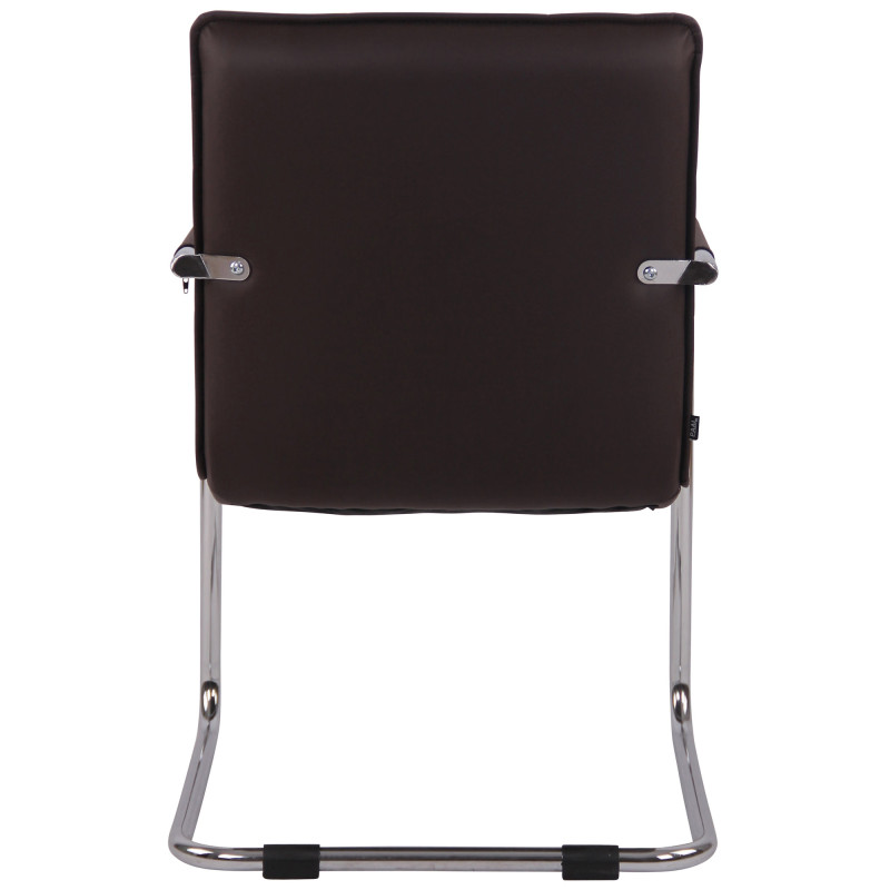 Chaise visiteur Gandia, similicuir, marron chromé