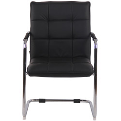 Chaise visiteur Gandia en cuir véritable chromé noir