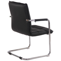 Chaise visiteur Gandia en cuir véritable chromé noir