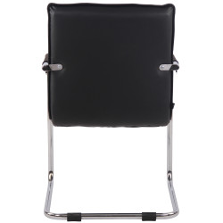 Chaise visiteur Gandia en cuir véritable chromé noir