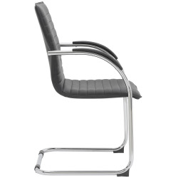 Chaise visiteur Tira simili cuir noir