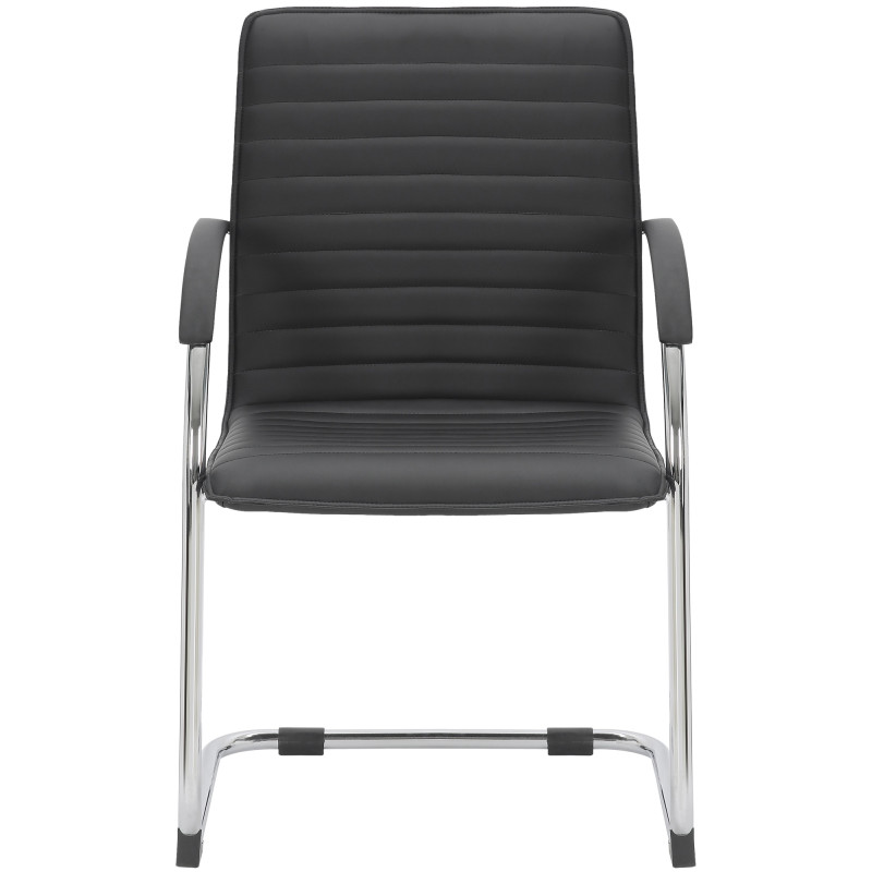 Chaise visiteur Tira simili cuir noir