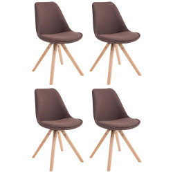 Lot de 4 chaises visiteurs Toulouse tissu Square Natura marron