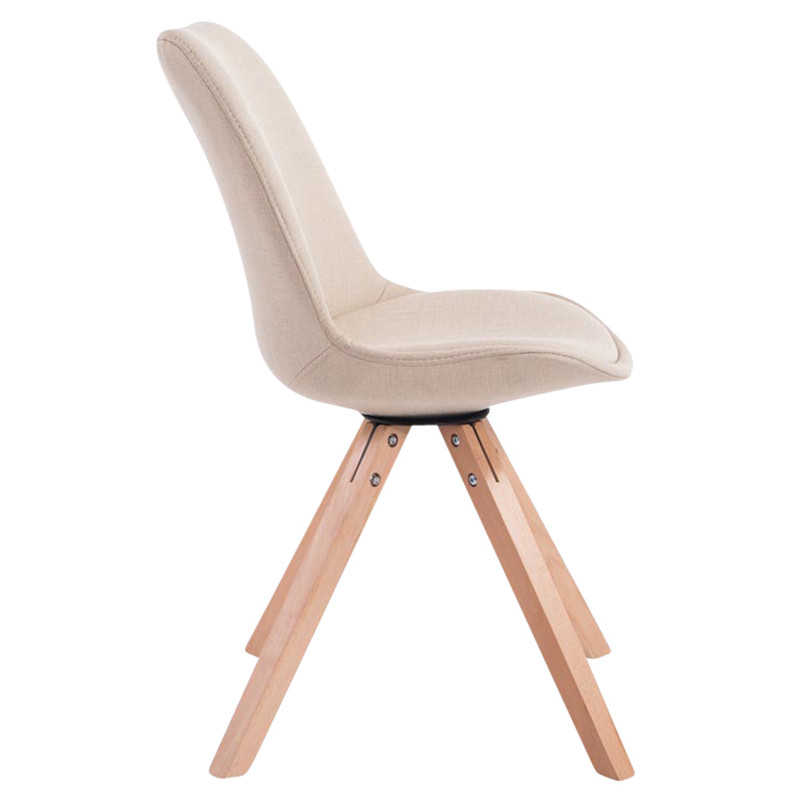 Lot de 4 chaises visiteurs Toulouse tissu Square Natura crème