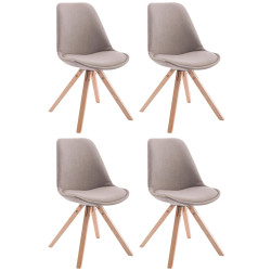 Lot de 4 chaises visiteurs Toulouse tissu Square Natura taupe
