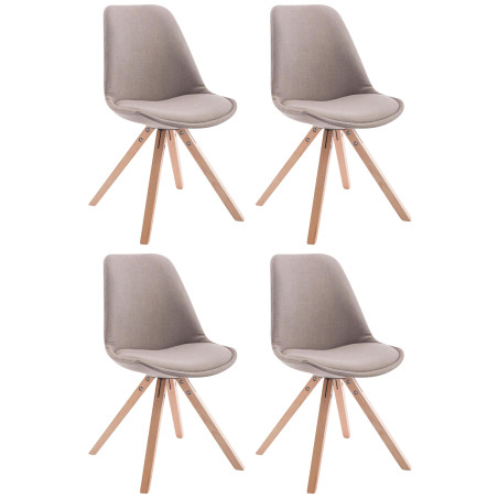 Lot de 4 chaises visiteurs Toulouse tissu Square Natura taupe