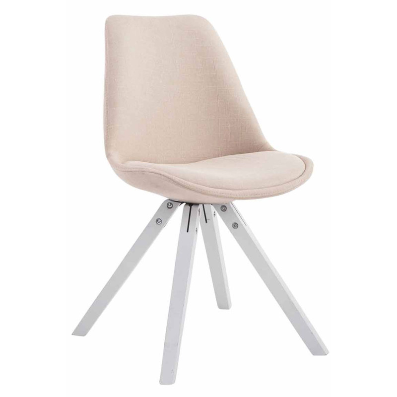 Lot de 4 chaises visiteurs Toulouse tissu Square blanc crème