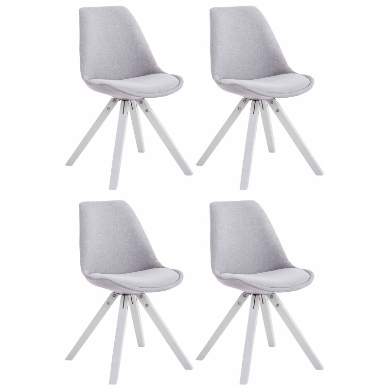 Lot de 4 chaises visiteurs Toulouse tissu Square blanc gris