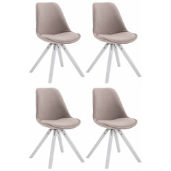 Lot de 4 chaises visiteurs Toulouse tissu Square blanc taupe