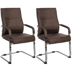 Lot de 2 chaises visiteurs Hobart tissu marron