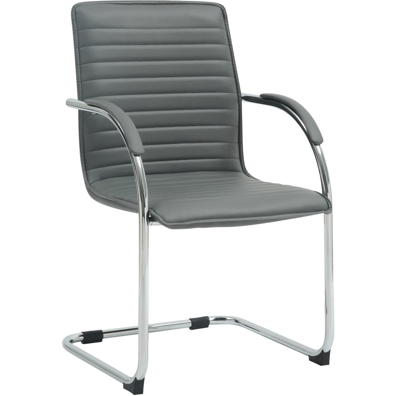 Chaise visiteur Tira en cuir artificiel gris