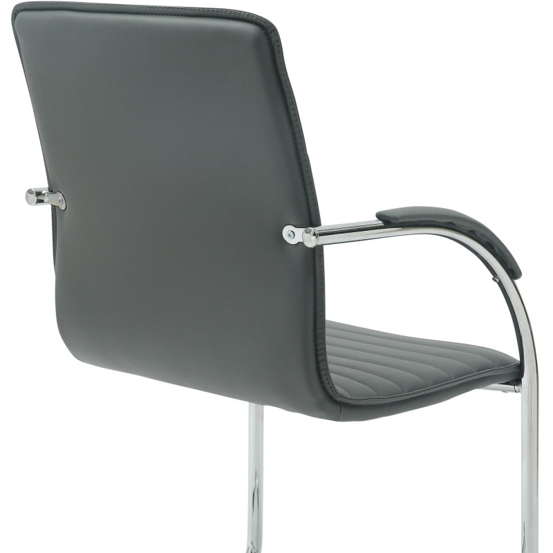 Chaise visiteur Tira en cuir artificiel gris