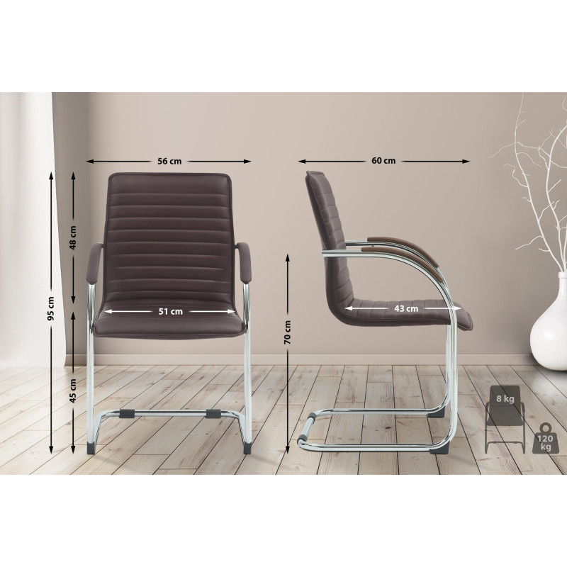 Chaise visiteur Tira en cuir artificiel marron