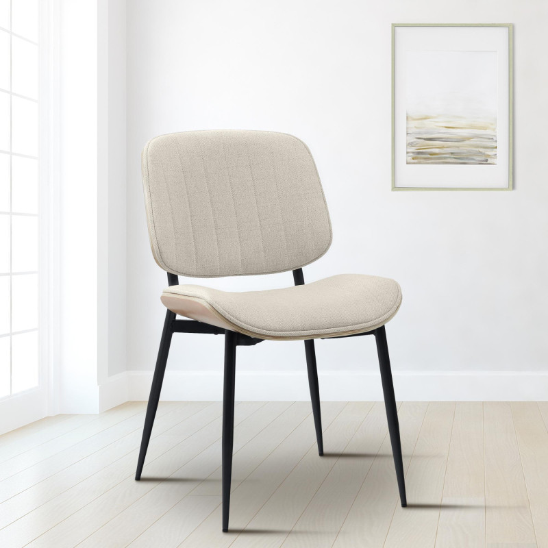 Silla de visitante Tiffin en tela natural/crema