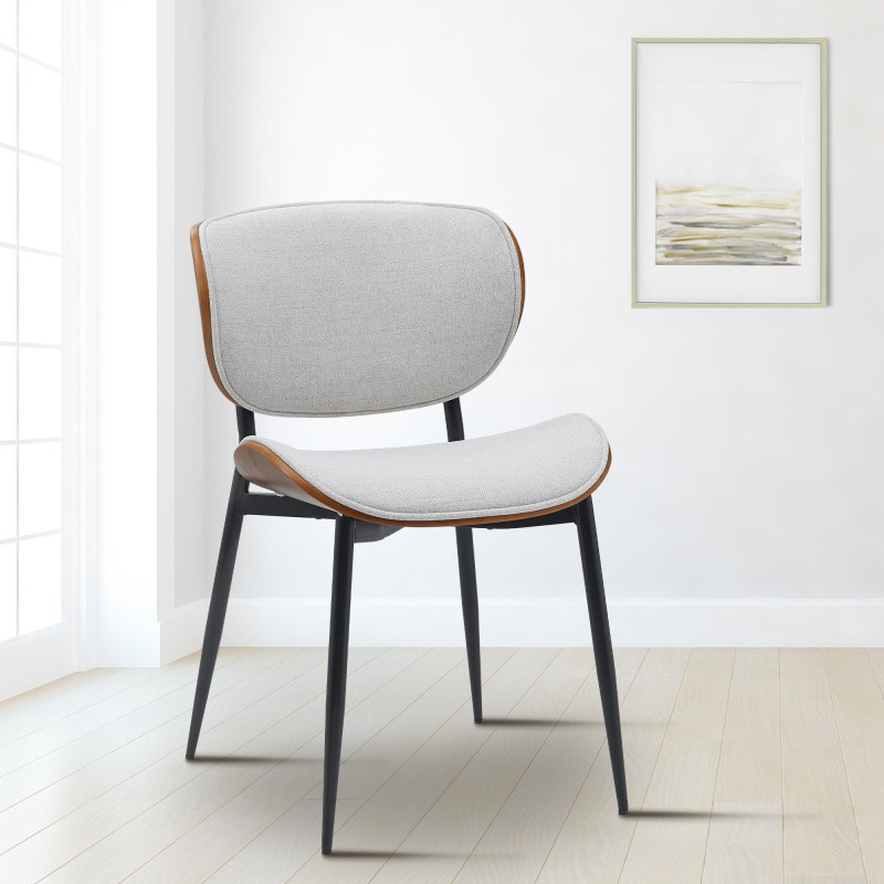 Chaise visiteur Enid tissu noyer/crème