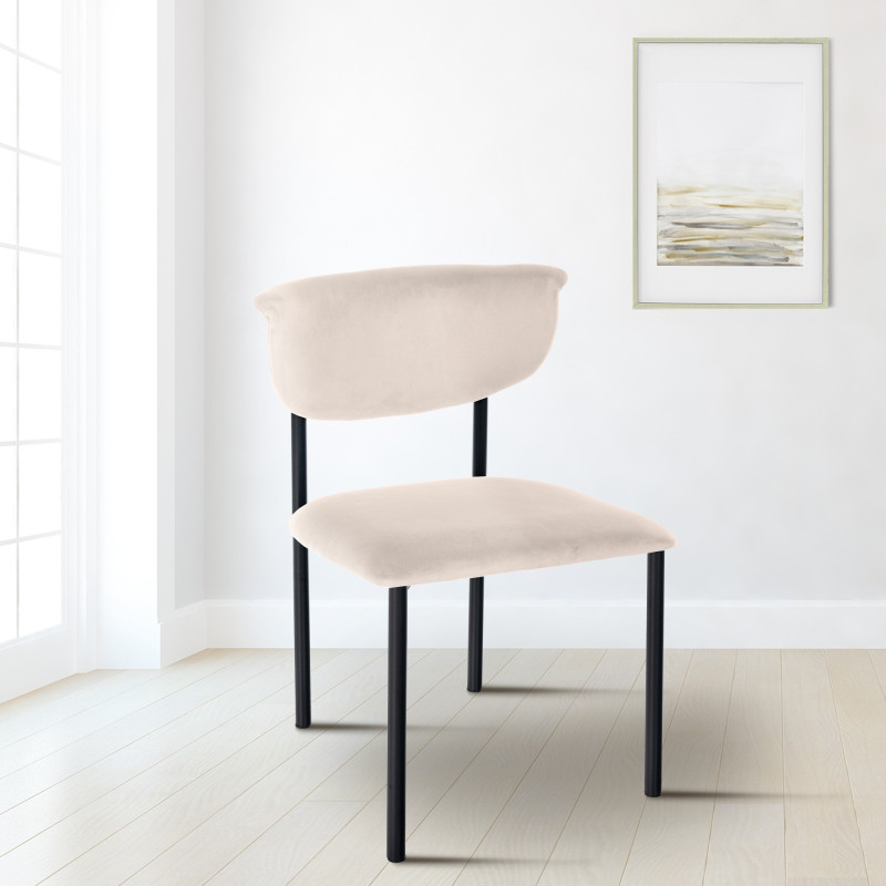 Chaise visiteur Gambell velours crème