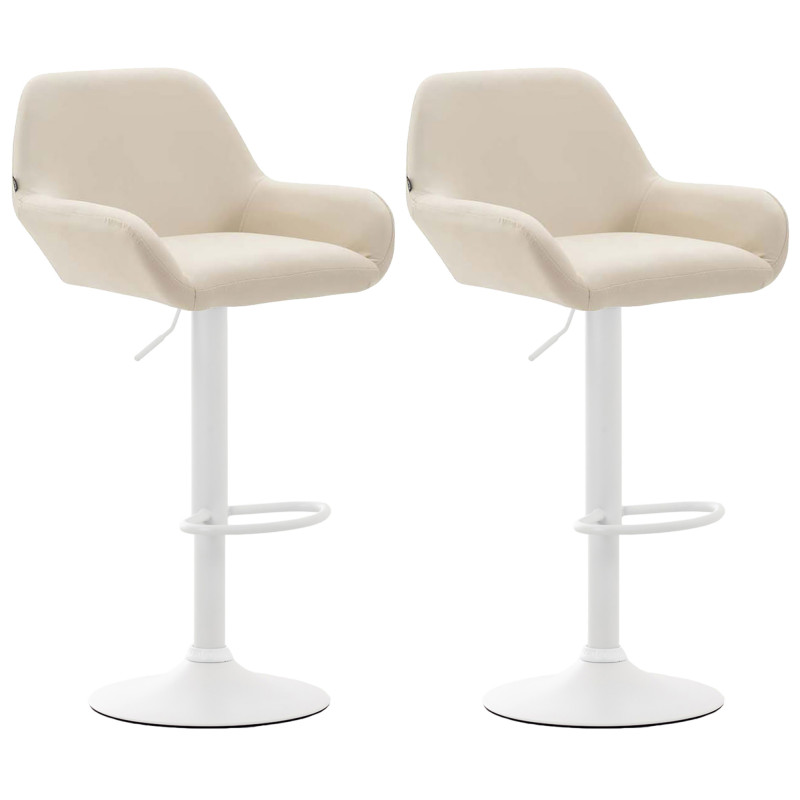Lot de 2 tabourets de bar Braga simili cuir blanc crème
