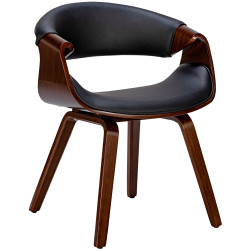 Chaise de salle à manger Foley en similicuir | noyer/noir