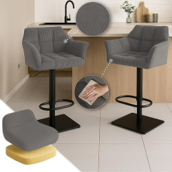 Tabouret de bar Damaso B Cord taupe