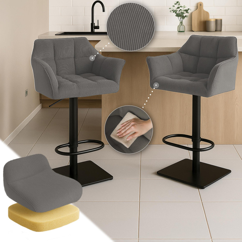 Sgabello da bar Damaso B Cord color tortora