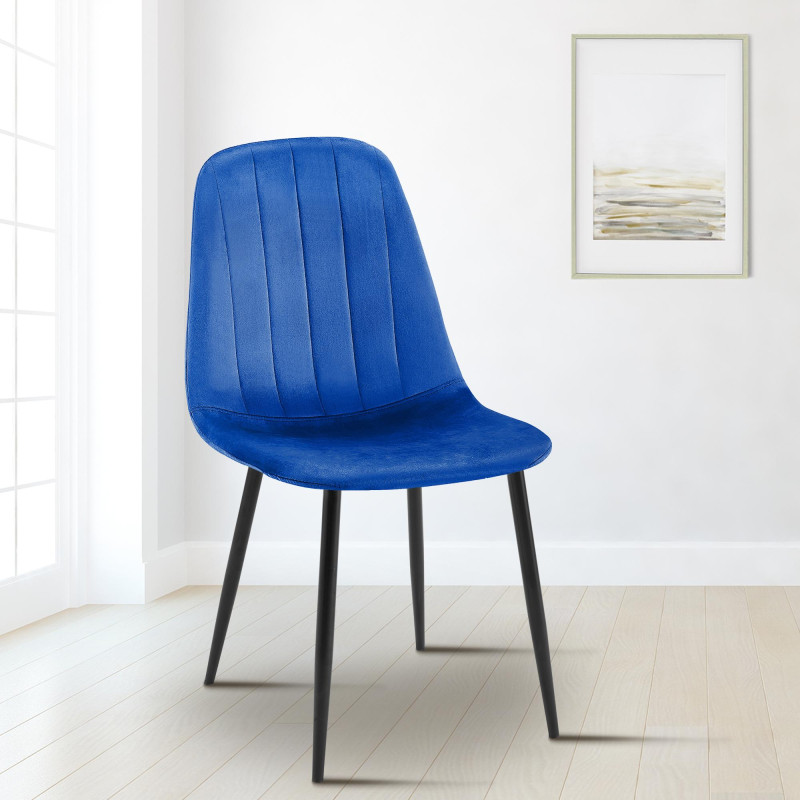 Chaise de salle à manger en velours Baxter | bleu