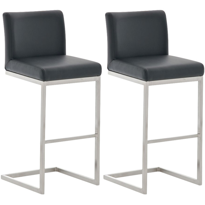 Lot de 2 tabourets de bar Paros, simili cuir noir
