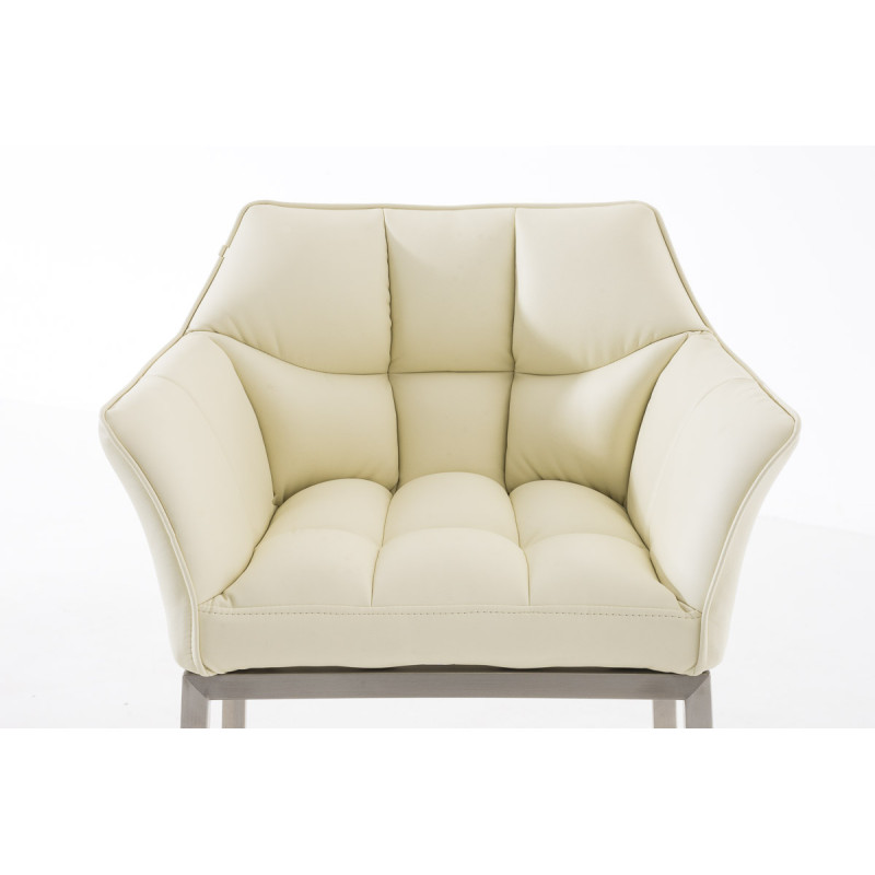 Tabouret de bar Damaso E avec structure à 4 pieds crème