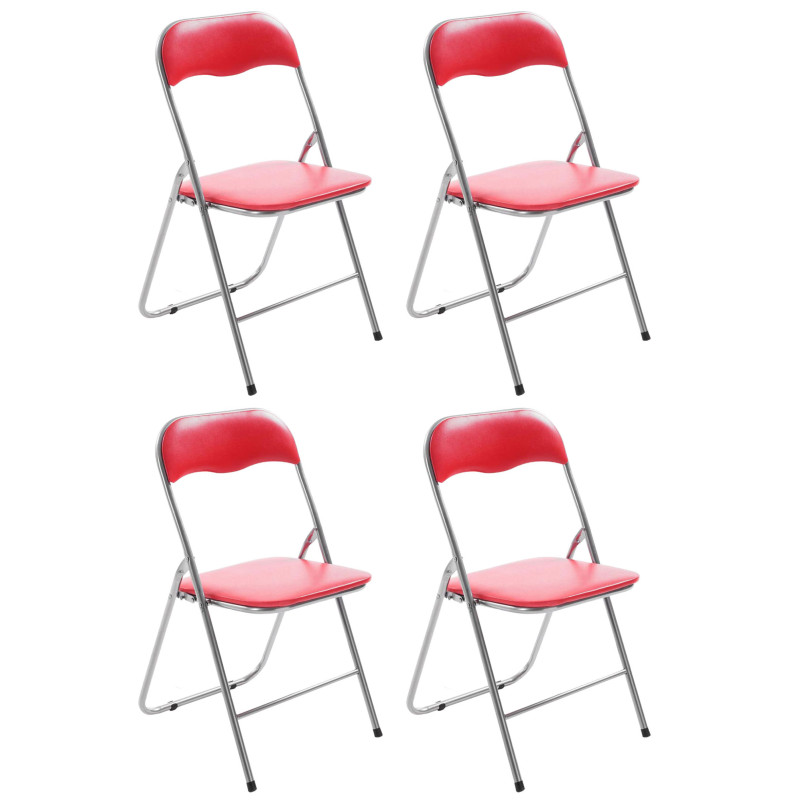 Lot de 4 chaises pliantes Felix rouge/argent