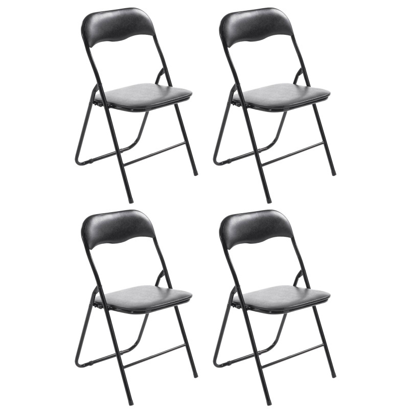 Lot de 4 chaises pliantes Felix noir/noir