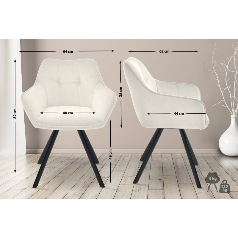 Chaise de salle à manger Scott en velours | crème