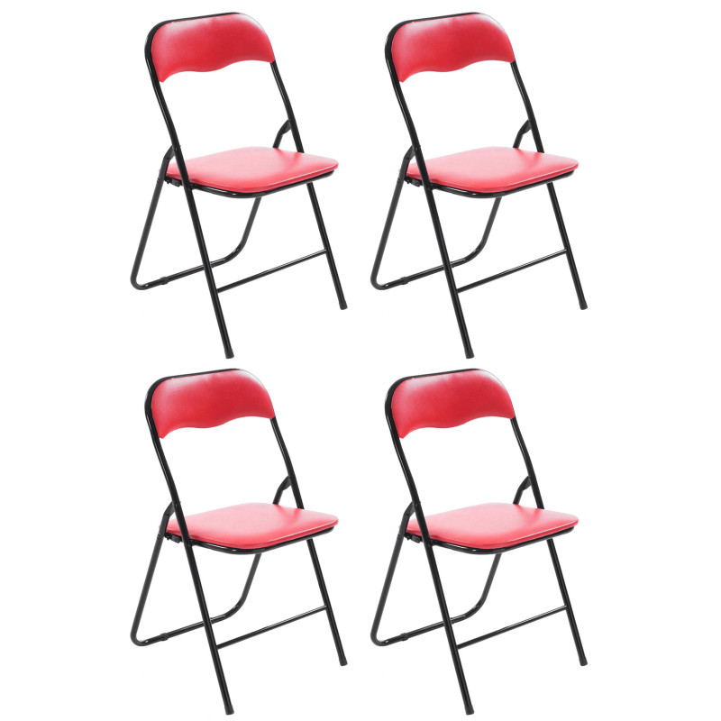 Lot de 4 chaises pliantes Felix rouge/noir
