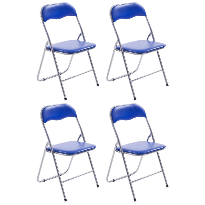 Lot de 4 chaises pliantes Felix bleu/argent