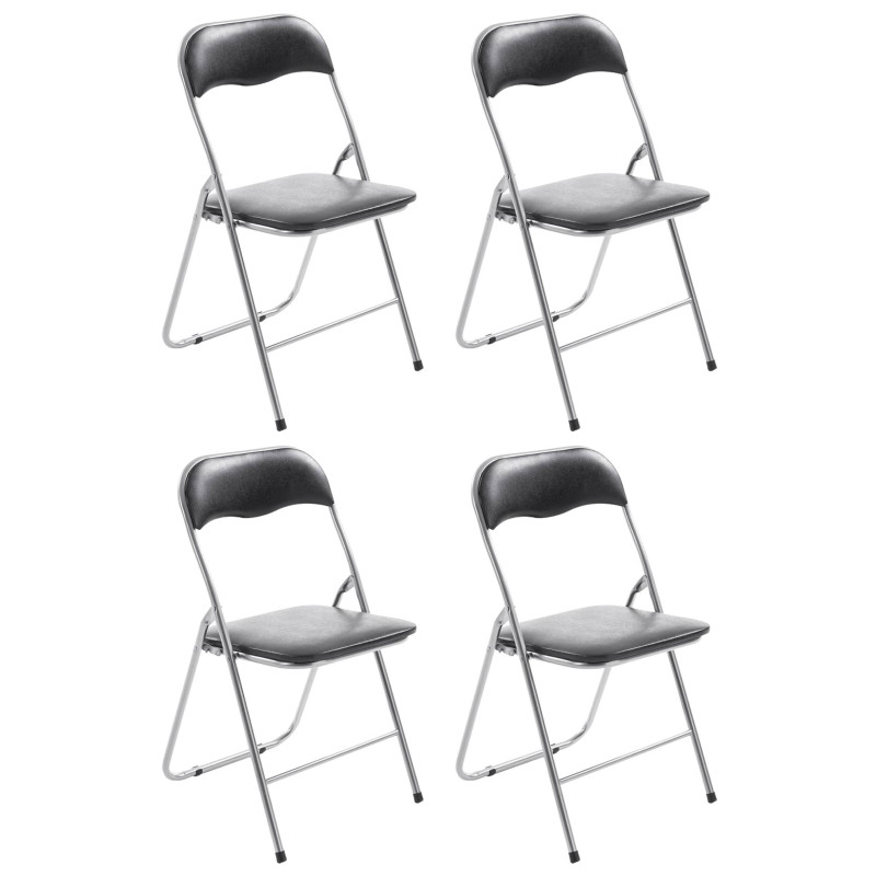 Lot de 4 chaises pliantes Felix noir/argent