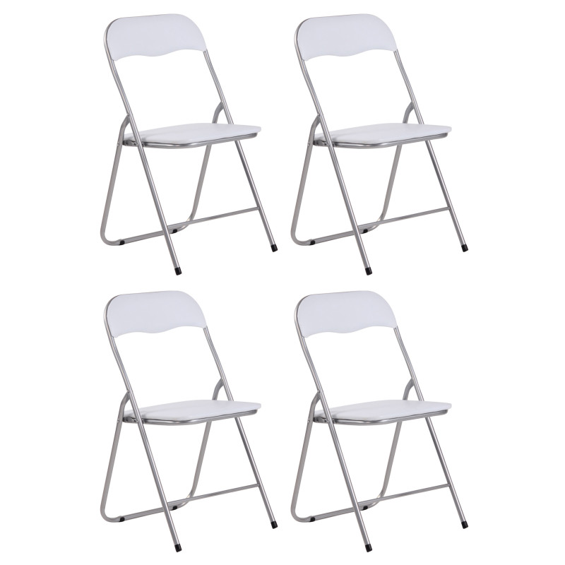 Lot de 4 chaises pliantes Felix blanc/argent