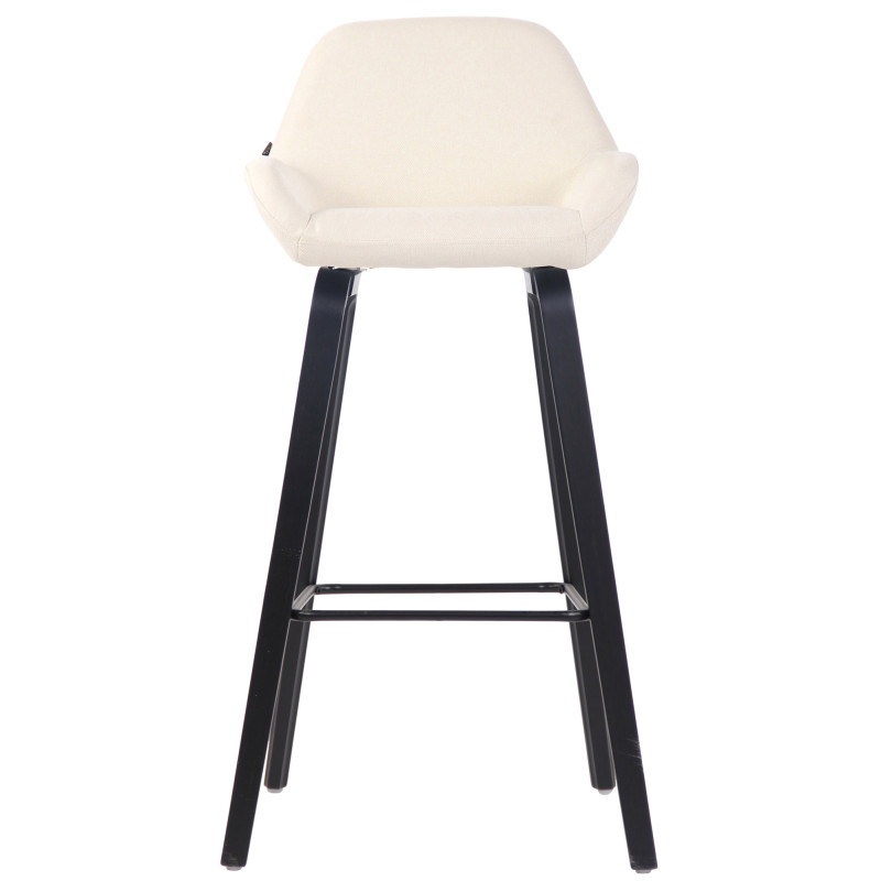 Tabouret de bar Newnan tissu 4 pieds noir (chêne) crème