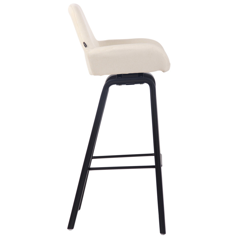 Tabouret de bar Newnan tissu 4 pieds noir (chêne) crème