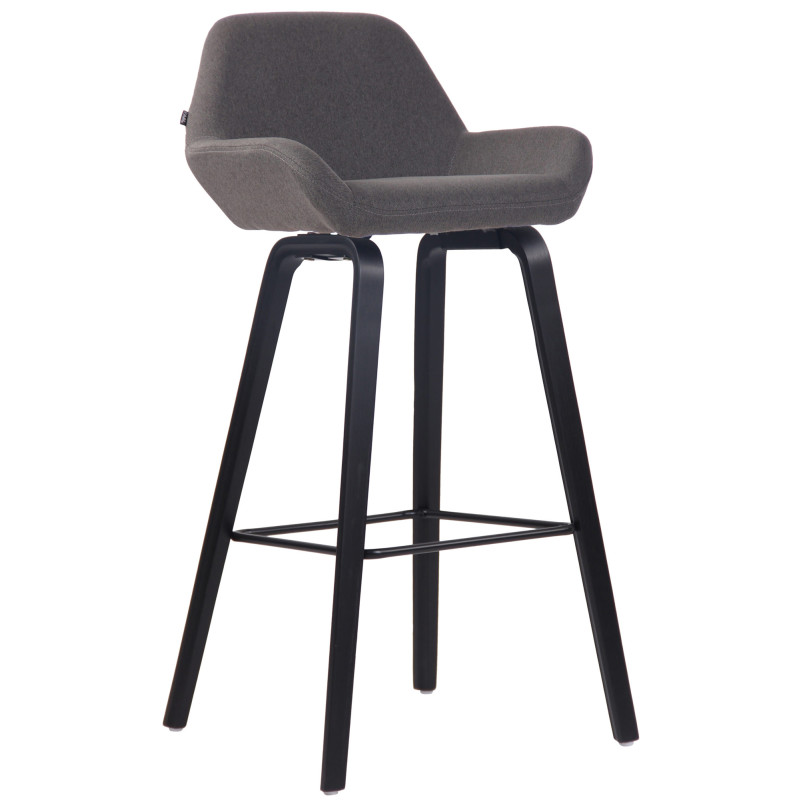 Tabouret de bar Newnan tissu 4 pieds noir (chêne) gris foncé