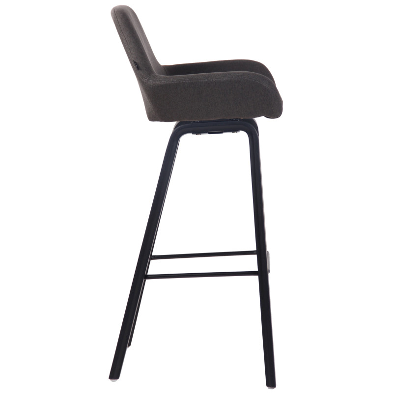 Tabouret de bar Newnan tissu 4 pieds noir (chêne) gris foncé