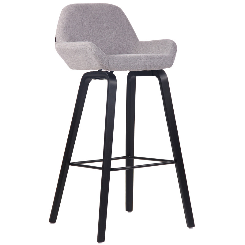 Tabouret de bar Newnan tissu 4 pieds noir (chêne) gris