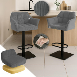 Tabouret de bar Damaso B Cord gris
