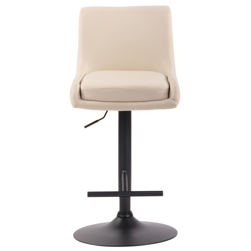 Tabouret de bar Club simili cuir noir crème