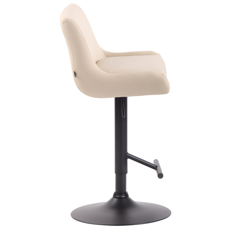 Tabouret de bar Club simili cuir noir crème