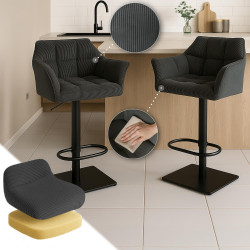 Sgabello da bar Damaso B Cord grigio scuro