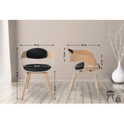 Chaise visiteur Kingston tissu naturel/noir