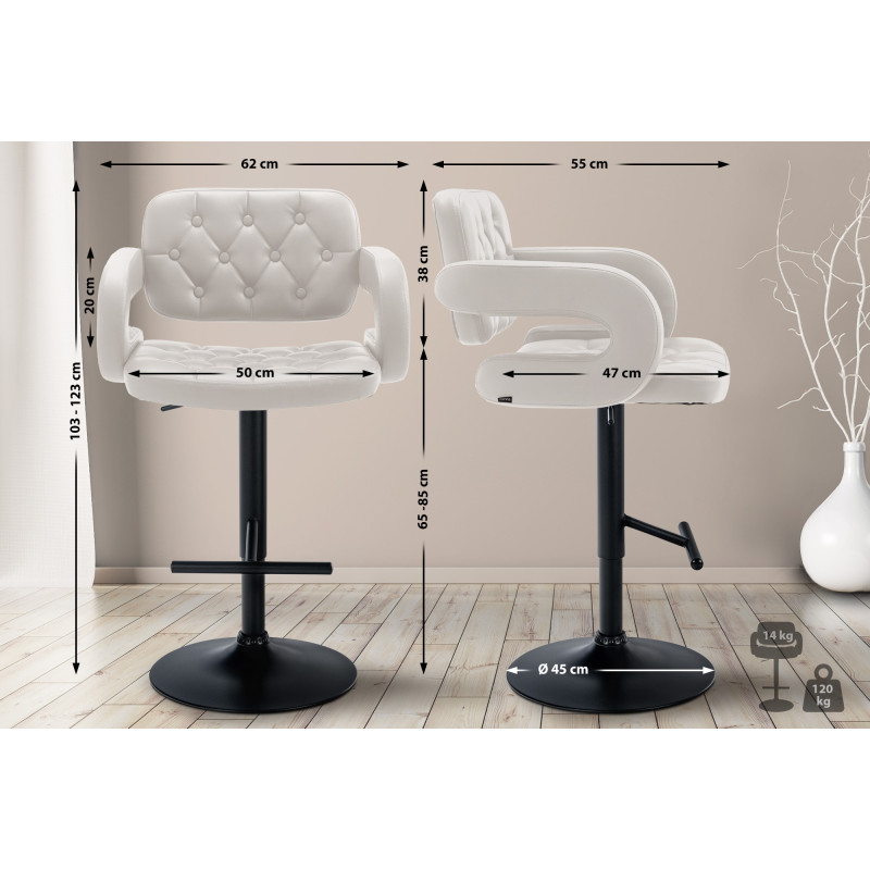Tabouret de bar Dublin noir et blanc