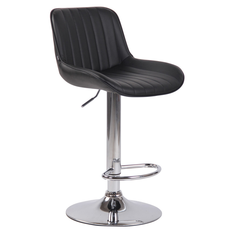 Tabouret de bar Lentini simili cuir chromé noir