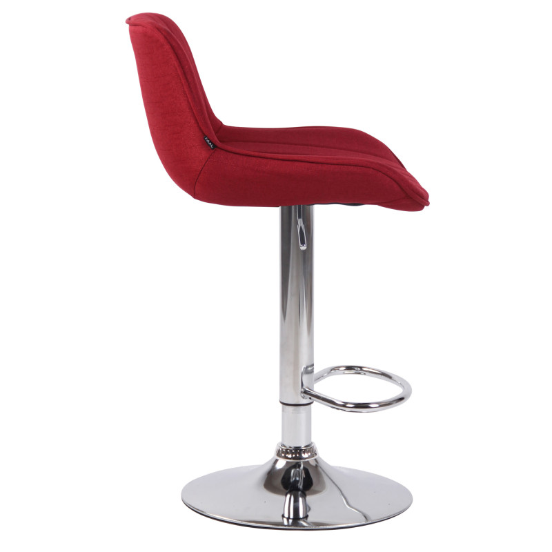 Tabouret de bar Lentini tissu chrome rouge