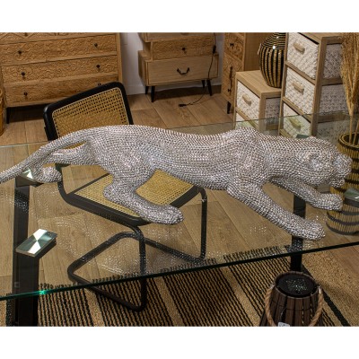 Figurine Décorative Alexandra House Living Argenté Plastique Panthère 115 x 26 x 24 cm